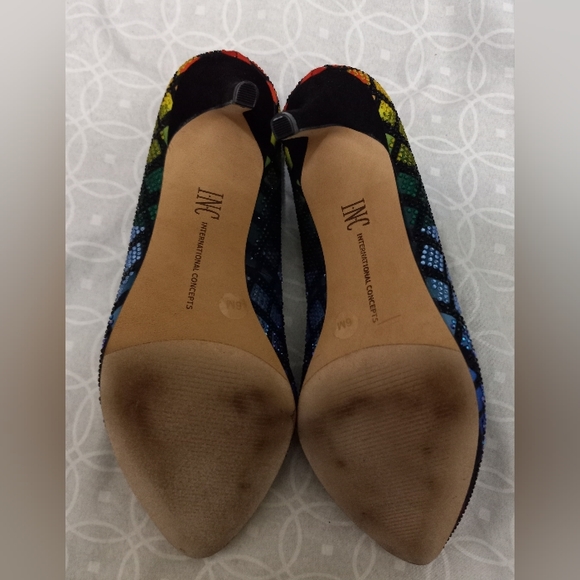 Rainbow Rhinestone Black Diamond Pattern Heels Size 6 - Picture 7 of 7